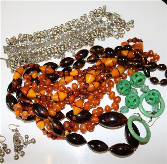Collection of bead necklaces and costume jewellery